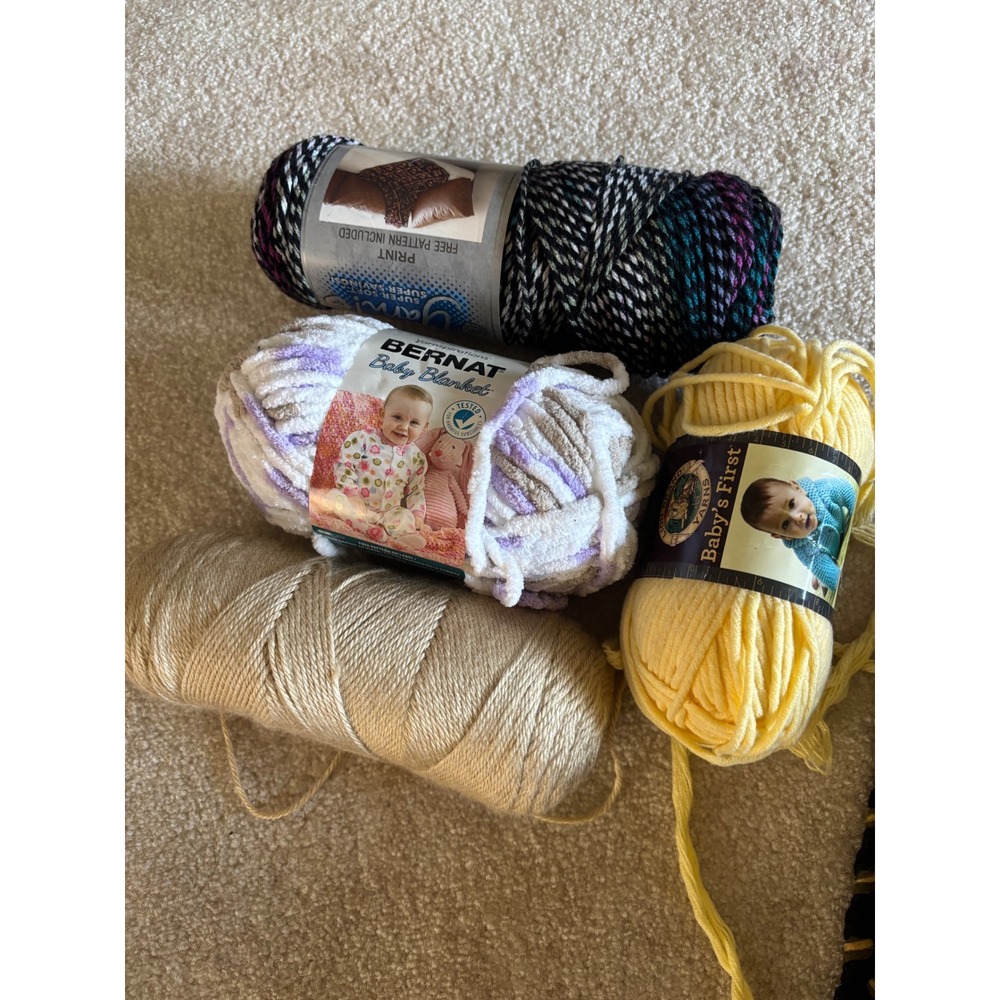 Mixed Yarn Lot Bernat Baby Blanket Lion Brand Hobby Lobby I Love This Yarn 4pc